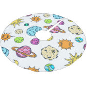 Weltraumdoodles kosmischer Hintergrund Polyester Weihnachtsbaumdecke (Schrägansicht)