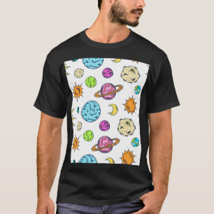 Weltraumdoodles kosmischer Hintergrund T-Shirt