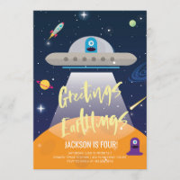 Weltraumeinladung Alien Birthday