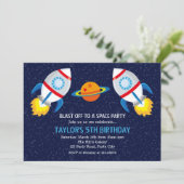 Weltraumeinladungen (Boys Rocket) Einladung (Stehend Vorderseite)