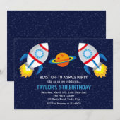 Weltraumeinladungen (Boys Rocket) Einladung (Vorne/Hinten)