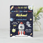 Weltraumeinladungen Einladung (Stehend Vorderseite)