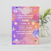 WeltraumExplorer-Girl - Einladung zum Geburtstag - (Stehend Vorderseite)