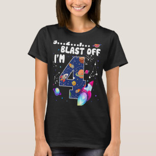Weltraumexplosion im 4. GeburtstagsCountdown 4 T-Shirt