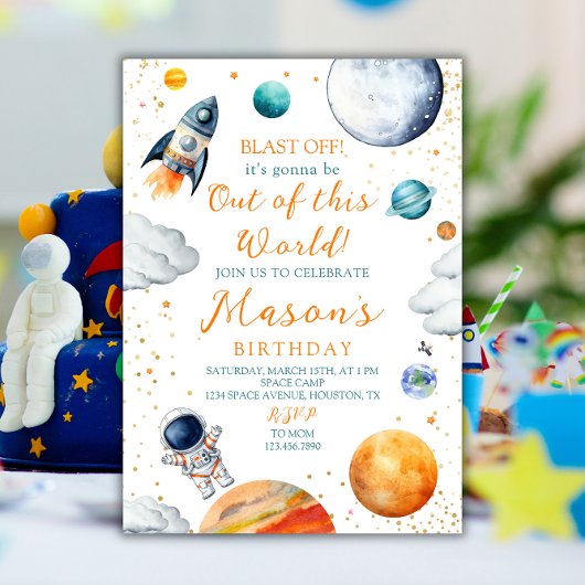 Weltraumexplosion vom Raketenastronauten Weltraum Einladung