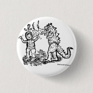 Weltraumfahrer gegen Dinosaurier Button