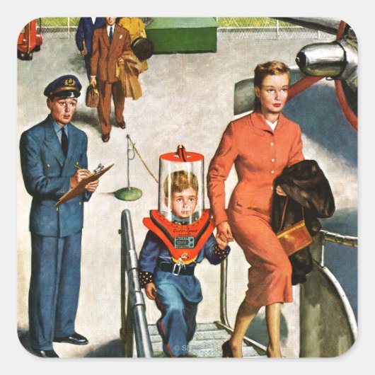 Weltraumfahrer Quadratischer Aufkleber (Vorderseite)