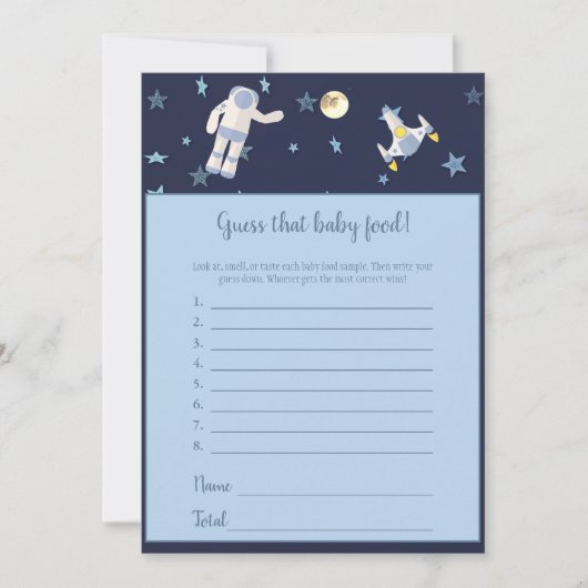Weltraumfahrer schätzen das Baby Food Game Einladung (Vorderseite)