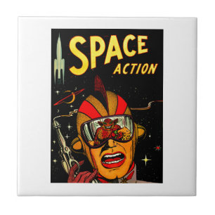 Weltraumfahrer Sci-Fi-Astronaut Comic-Kunst Fliese