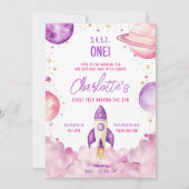 Weltraumfahrt auf der Sun Birthday Party Einladung (Vorderseite)