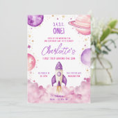 Weltraumfahrt auf der Sun Birthday Party Einladung (Stehend Vorderseite)