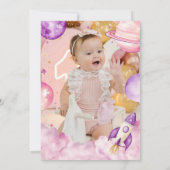 Weltraumfahrt auf der Sun Birthday Party Einladung (Rückseite)