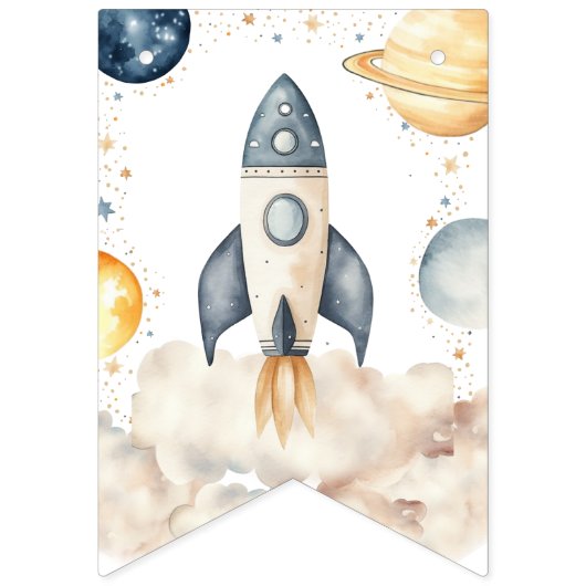 Weltraumfahrt auf der Sun Birthday Party Wimpelkette (Erste Fahne)