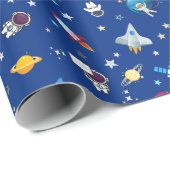 Weltraumfahrt Geschenkpapier (Rolleneckpunkt)