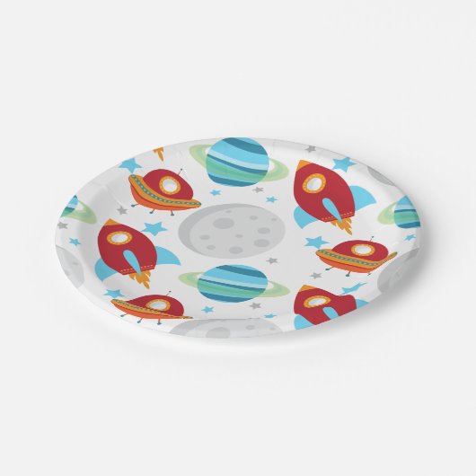 Weltraumfahrt um das Sonnenmuster Pappteller (Schrägansicht)