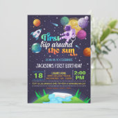 Weltraumfahrt zum Geburtstag der Sonne Einladung (Stehend Vorderseite)