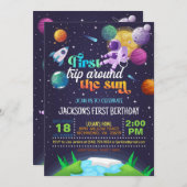 Weltraumfahrt zum Geburtstag der Sonne Einladung (Vorne/Hinten)