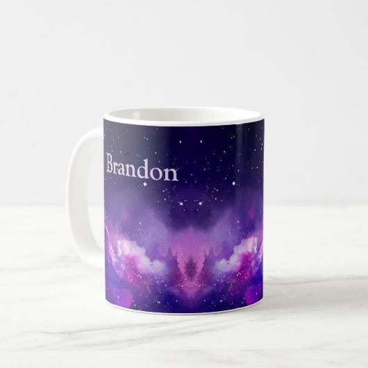 Weltraumfantasy, Lila Himmel Kaffeetasse (Vorderseite Links)