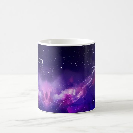 Weltraumfantasy, Lila Himmel Kaffeetasse (Mittel)