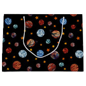 Weltraumfarbene Planeten und Sterne Große Geschenktüte (Vorderseite)