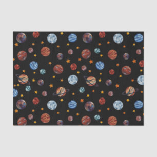 Weltraumfarbene Planeten und Sterne Seidenpapier