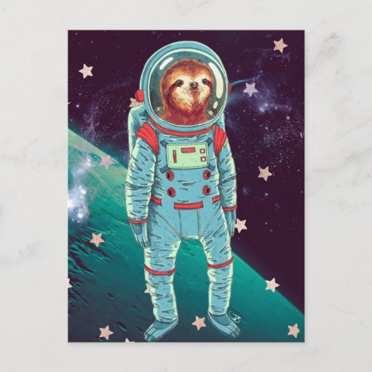 Weltraumfaultier Postkarte (Vorderseite)