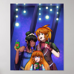 Weltraumfeier im neuen Jahr Poster