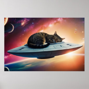 Weltraumfliegerkatze Poster