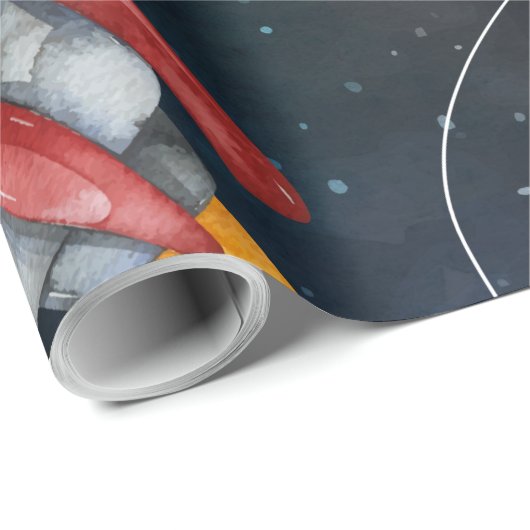 Weltraumflugzeug Geschenkpapier (Rolleneckpunkt)