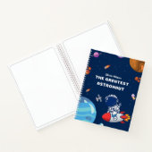 Weltraumflugzeuge und Planeten in blauem Personali Notizblock (Innenseite)