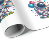 Weltraumforscher Astronaut Geburtstagsgeschenkpapi Geschenkpapier (Rolleneckpunkt)