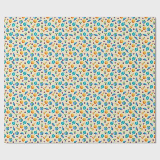 Weltraumforscher auf blass gelb geschenkpapier (Flach)