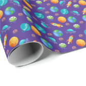 Weltraumforscher auf blau geschenkpapier (Rolleneckpunkt)