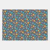 Weltraumforscher auf Dunkelgrau Geschenkpapier Set (Vorderseite 2)