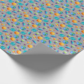 Weltraumforscher auf Grau Geschenkpapier (Ecke)