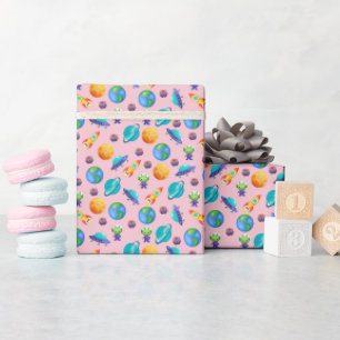 Weltraumforscher auf Light Pink Geschenkpapier
