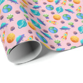 Weltraumforscher auf Light Pink Geschenkpapier (Rolleneckpunkt)