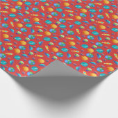 Weltraumforscher auf Rot Geschenkpapier (Ecke)