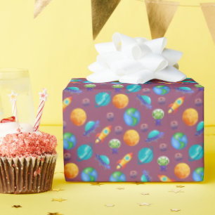 Weltraumforscher auf Ruby Lila Geschenkpapier
