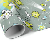 Weltraumforscher-Geburtstag Geschenkpapier (Rolleneckpunkt)