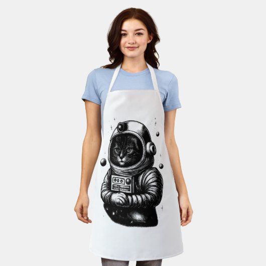 Weltraumforscher-Katze mit Helm - Schürze (Getragen)