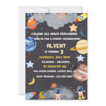 Weltraumforscher zum Geburtstag Einladung für Kind