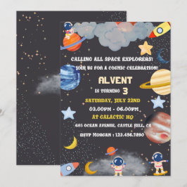 Weltraumforscher zum Geburtstag Einladung für Kind