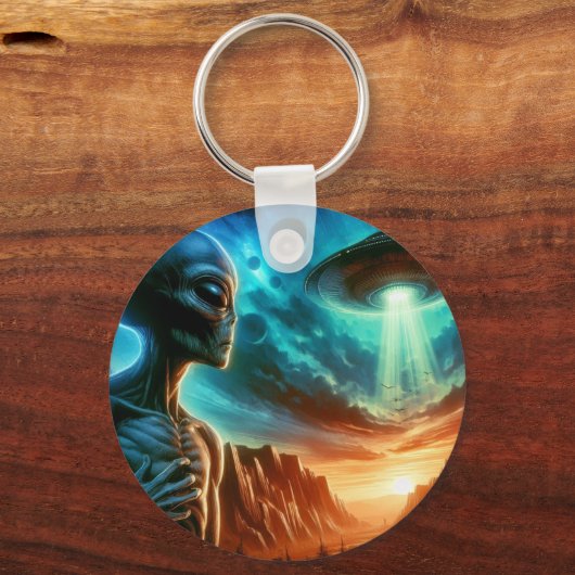 Weltraumforschung Alien Schlüsselanhänger (Vorderseite)