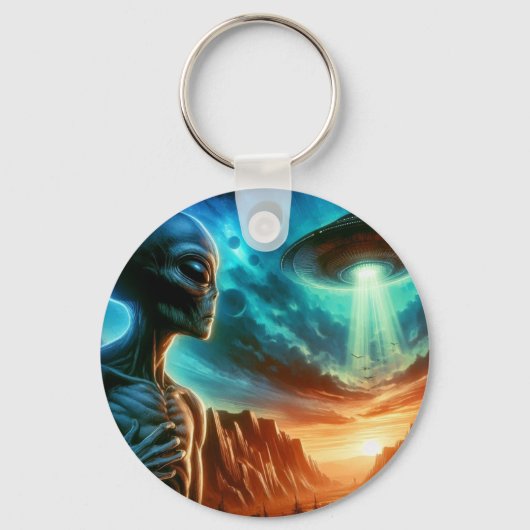 Weltraumforschung Alien Schlüsselanhänger (Rückseite)