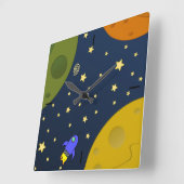 Weltraumforschung Quadratische Wanduhr (Winkel)