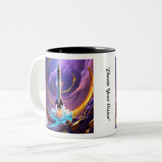 "Weltraumforschung steigt Zweifarbige Tasse (Vorderseite Links)