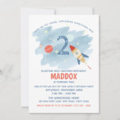 Weltraumforschung zum zweiten Geburtstag Einladung (Vorderseite)