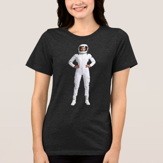 Weltraumfrau Tri-Blend Shirt (Vorderseite)