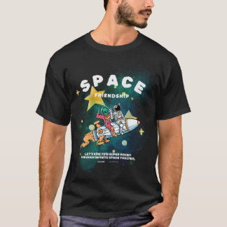 Weltraumfreundschaft: Astronaut und Alien auf eine T-Shirt
